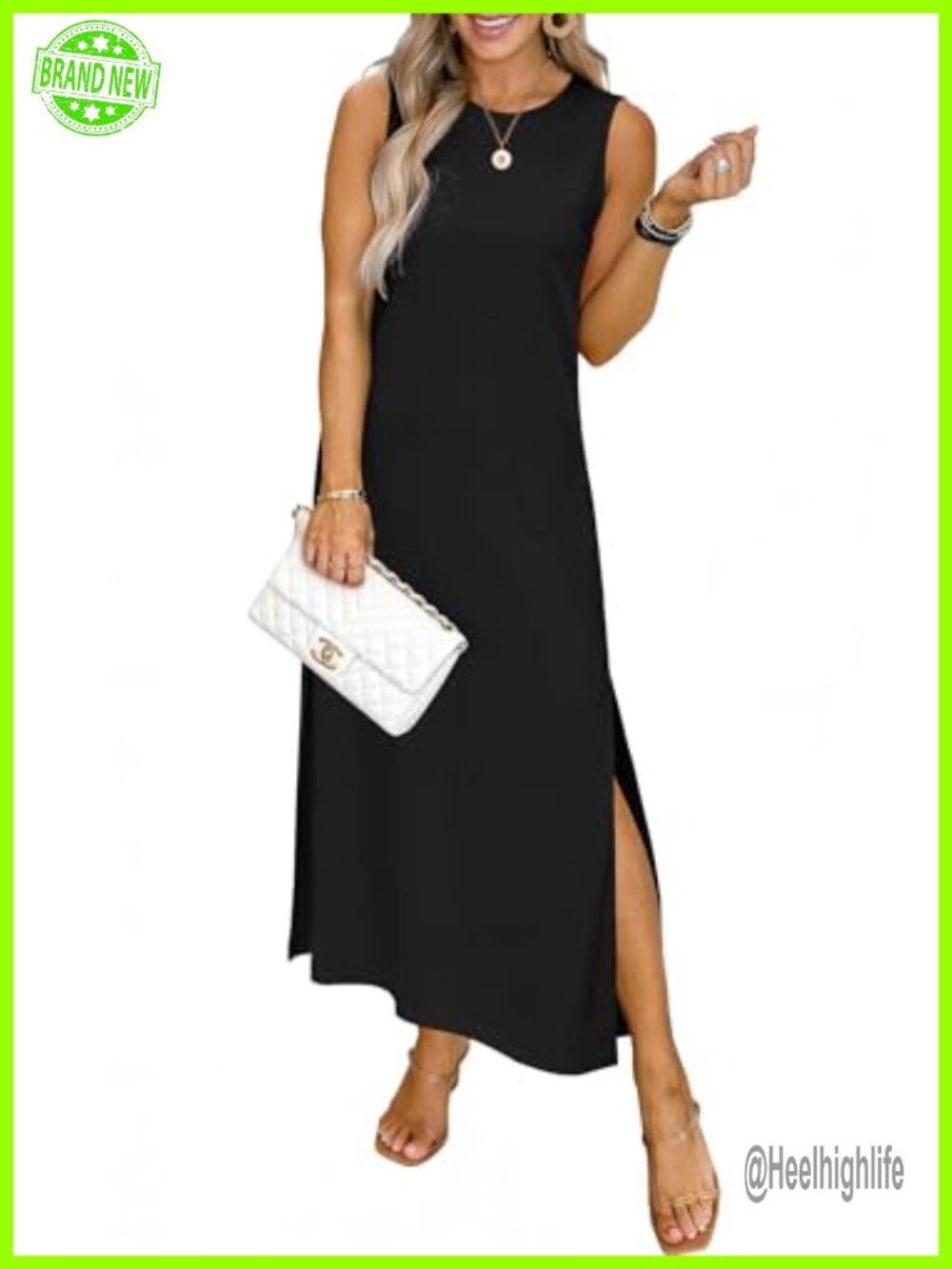 Women's Maxi Side Slit Long Dress with Pockets Casual Flowy - Picture 4 of 6